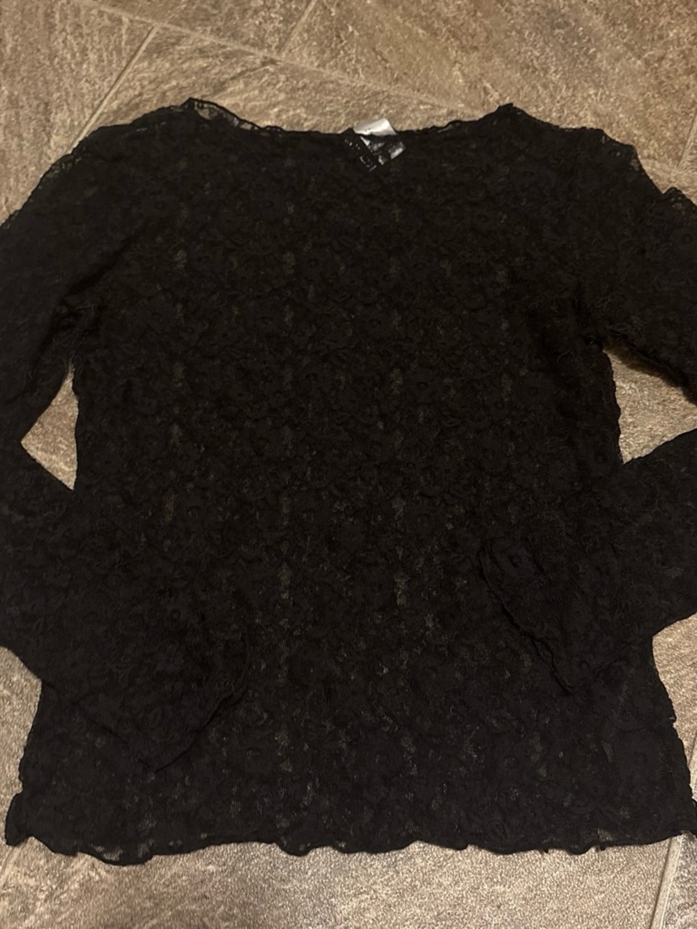 Divided Black Floral Lace Long Sleeve Tee